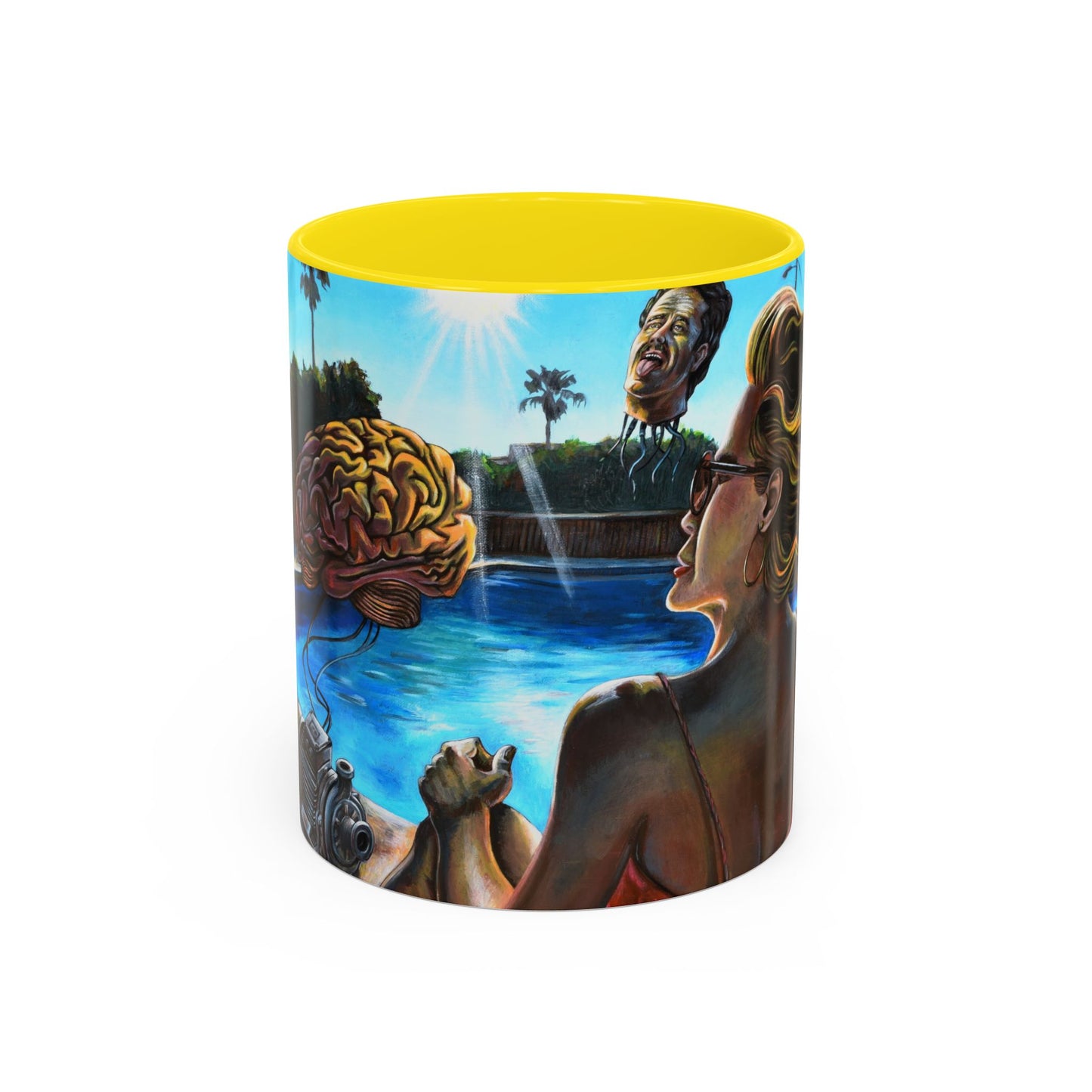 Surreal Poolside Art Coffee Mug — Color Accent 11/15oz