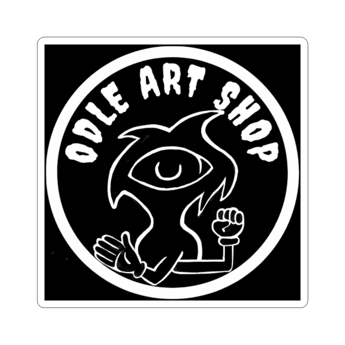 Kiss-Cut Sticker — Odle Art Shop Monochrome Logo (Square Laptop Stickers)
