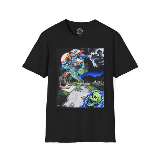 Artistic Unisex Softstyle T-Shirt with Unique Graphic Design, Casual Wear, Graphic Tee, Gift for Art Lovers, Comfortable & Stylish