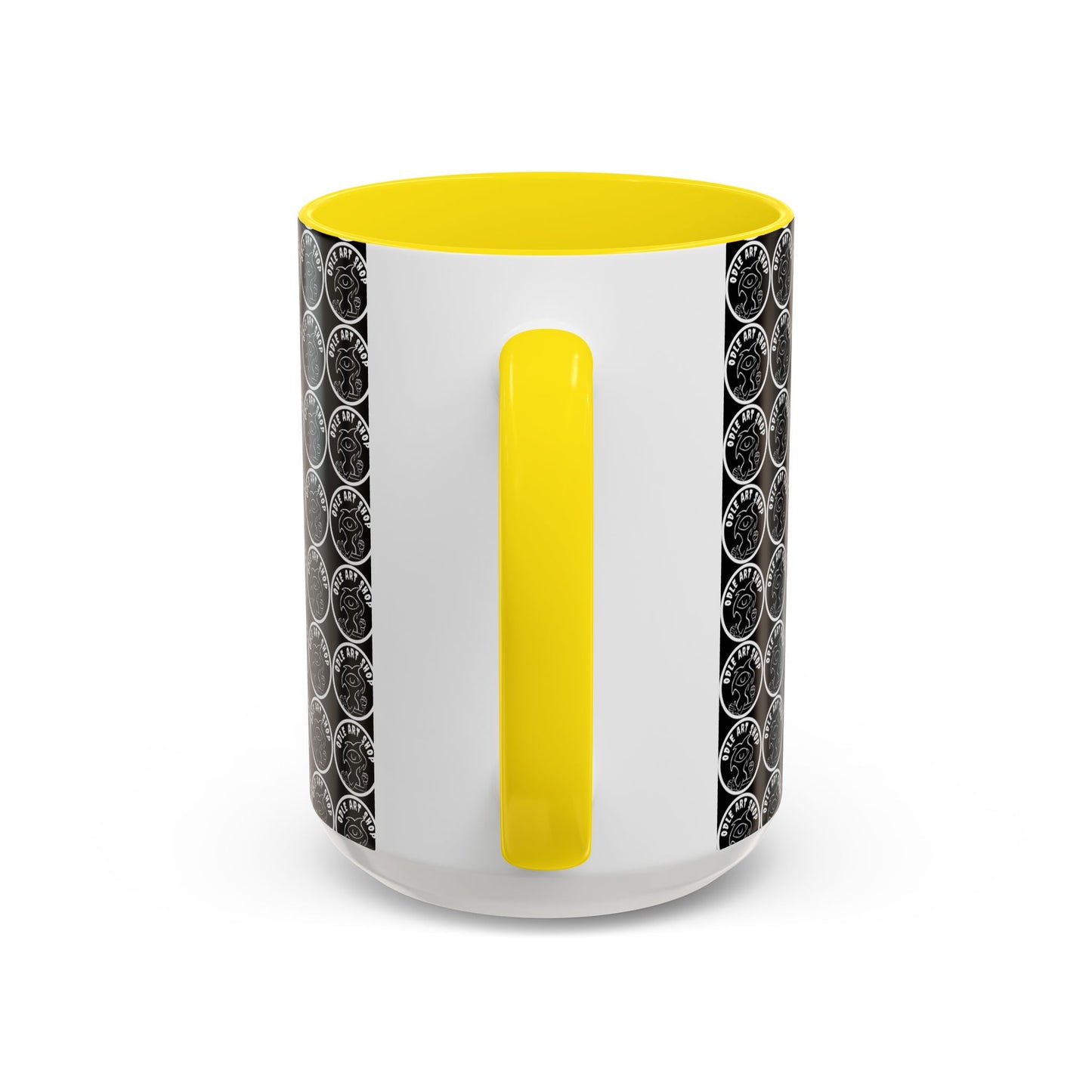 Smiley Mask Art Coffee Mug — Surreal Portrait Accent 11/15oz