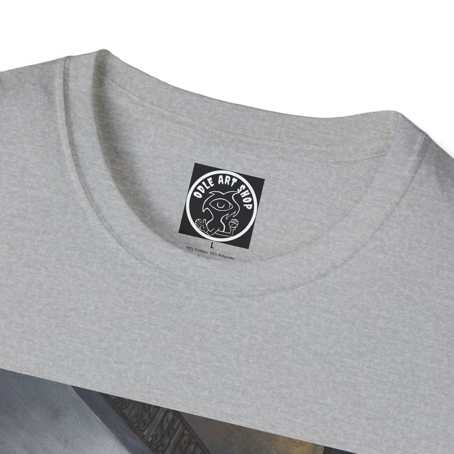 Surreal Spiral Staircase Art T-Shirt — Hand-Painted Room Scene Graphic Tee