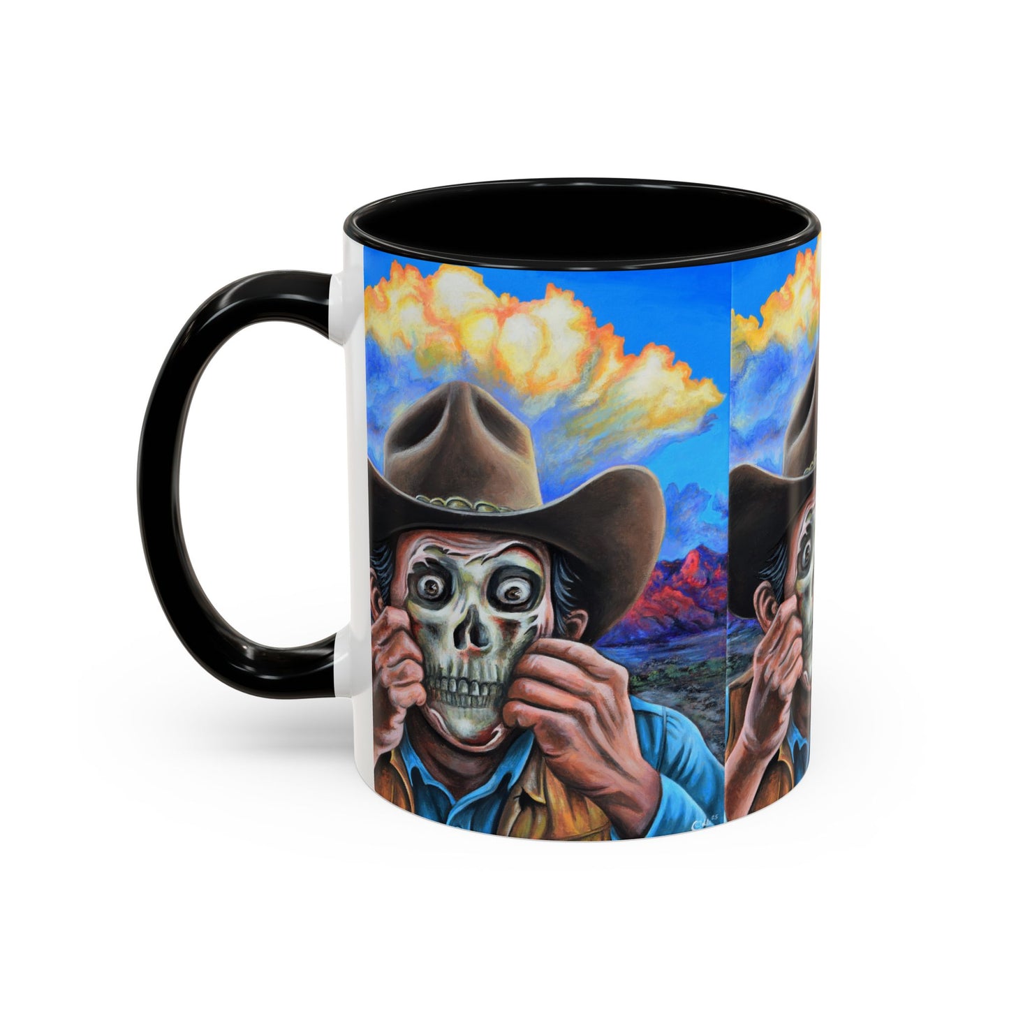Day of the Dead Accent Coffee Mug, Colorful Skull Design Mug, Halloween Coffee Cup, Gift for Latinos, Unique Art Coffee Mug
