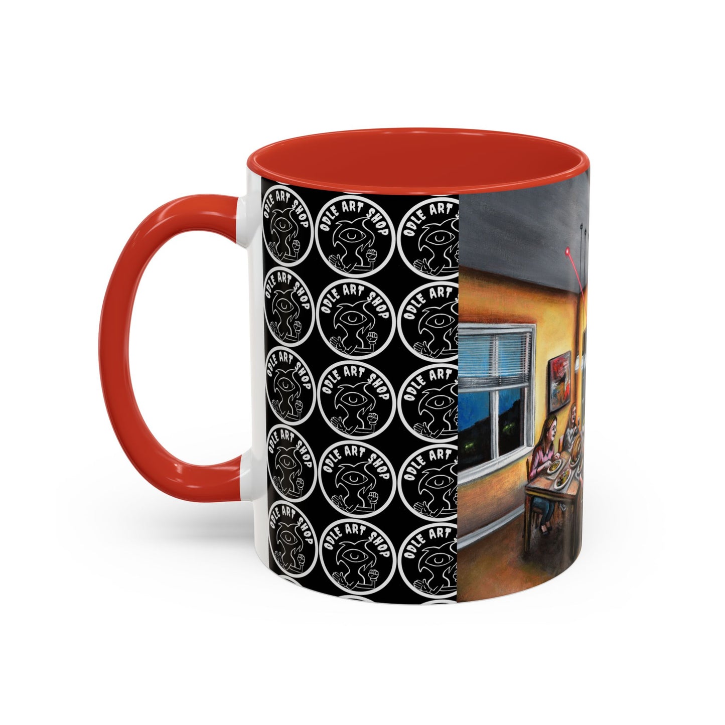 Surreal Dinner Party Accent Coffee Mug — Whimsical Art Coffee Cup (11/15oz)