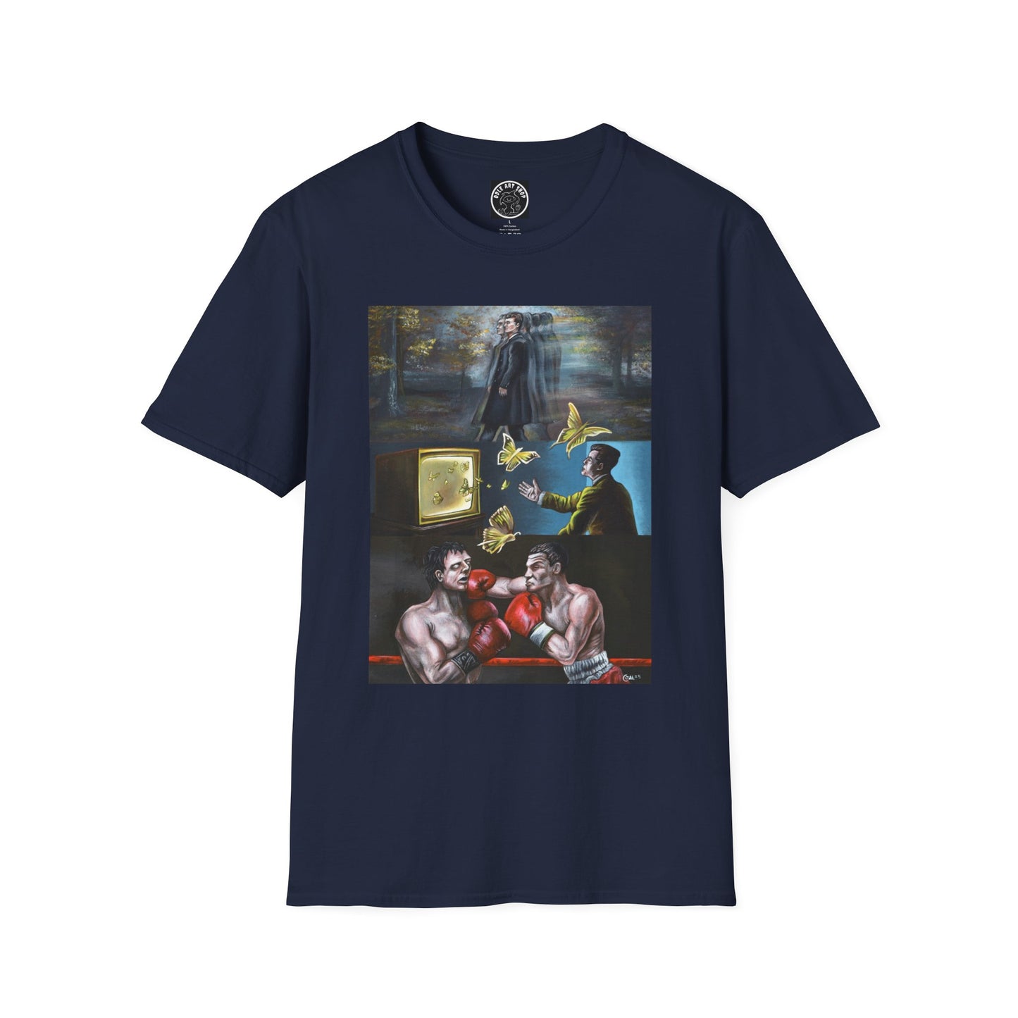 Surreal Boxing Scene T‑Shirt — Vintage Noir Collage Art Tee