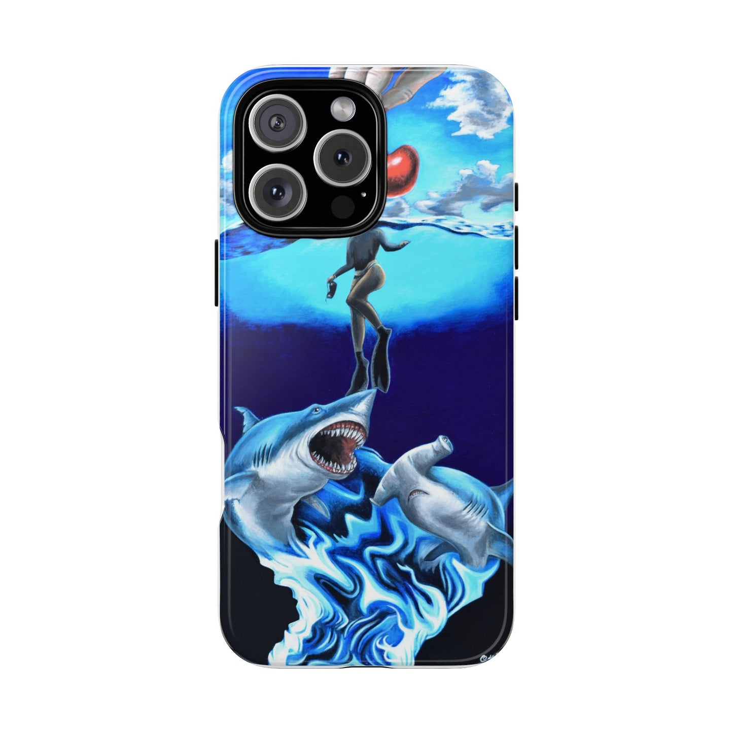 Shark Art Phone Case - Tough Cases, Unique Phone Accessories, Ocean-Inspired Gift, Underwater Art, Fun Phone Cover, Beach Lover Gift