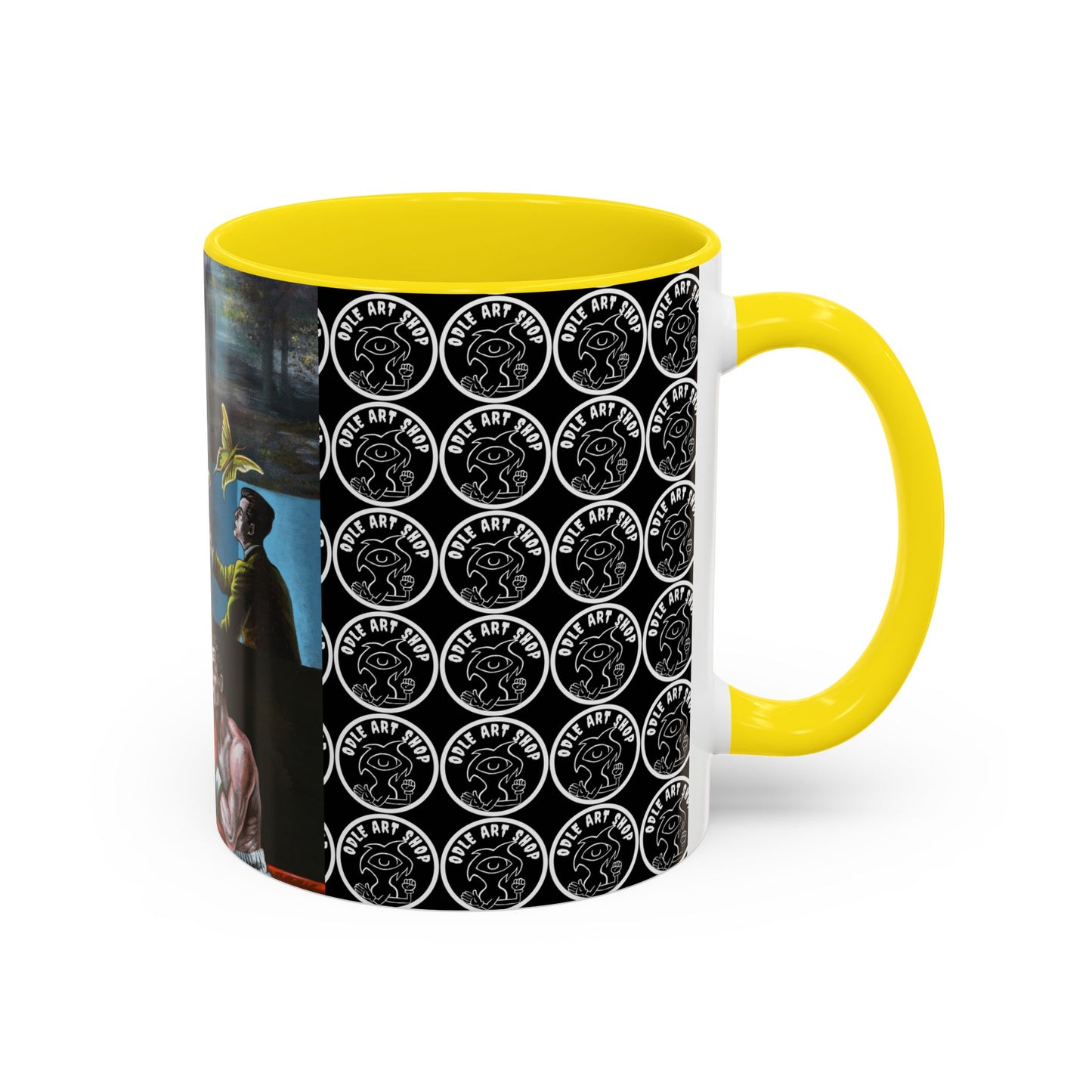 Literary Classics Collage Accent Coffee Mug — Boxing, Butterflies & Dark Forest Art (11/15oz)
