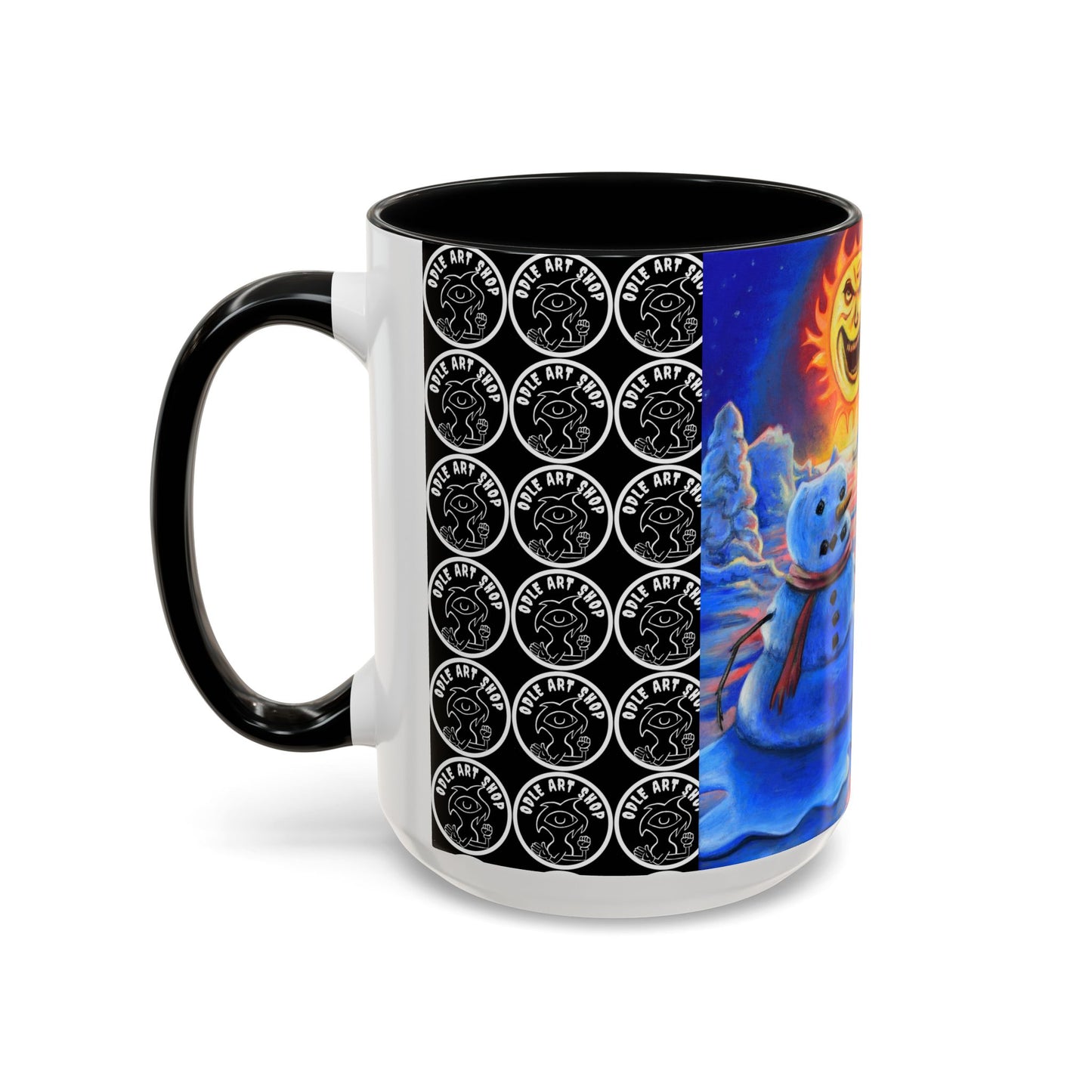 Vibrant Polar Art Coffee Mug | Fun Winter Beverage Cup, Holiday Gift, Unique Decor, Colorful Drinkware, Snowman Design