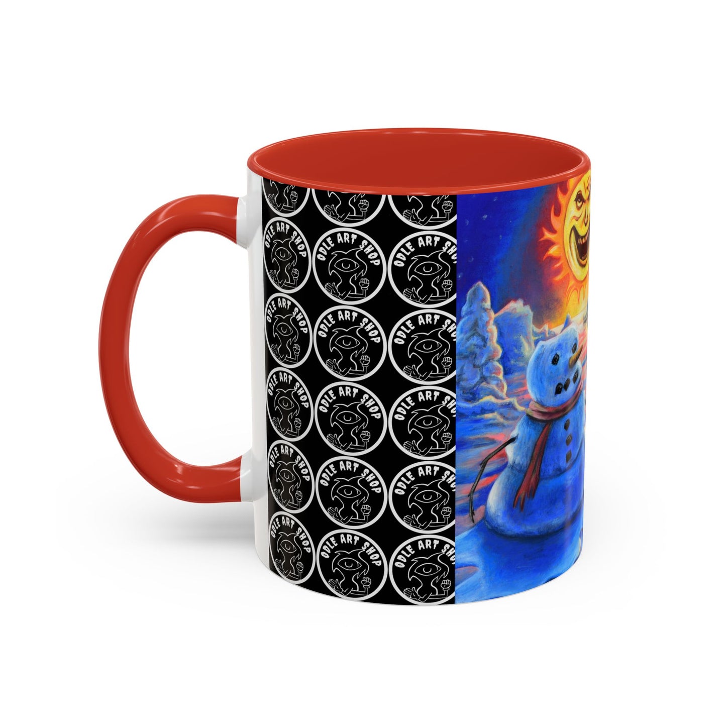 Vibrant Polar Art Coffee Mug | Fun Winter Beverage Cup, Holiday Gift, Unique Decor, Colorful Drinkware, Snowman Design