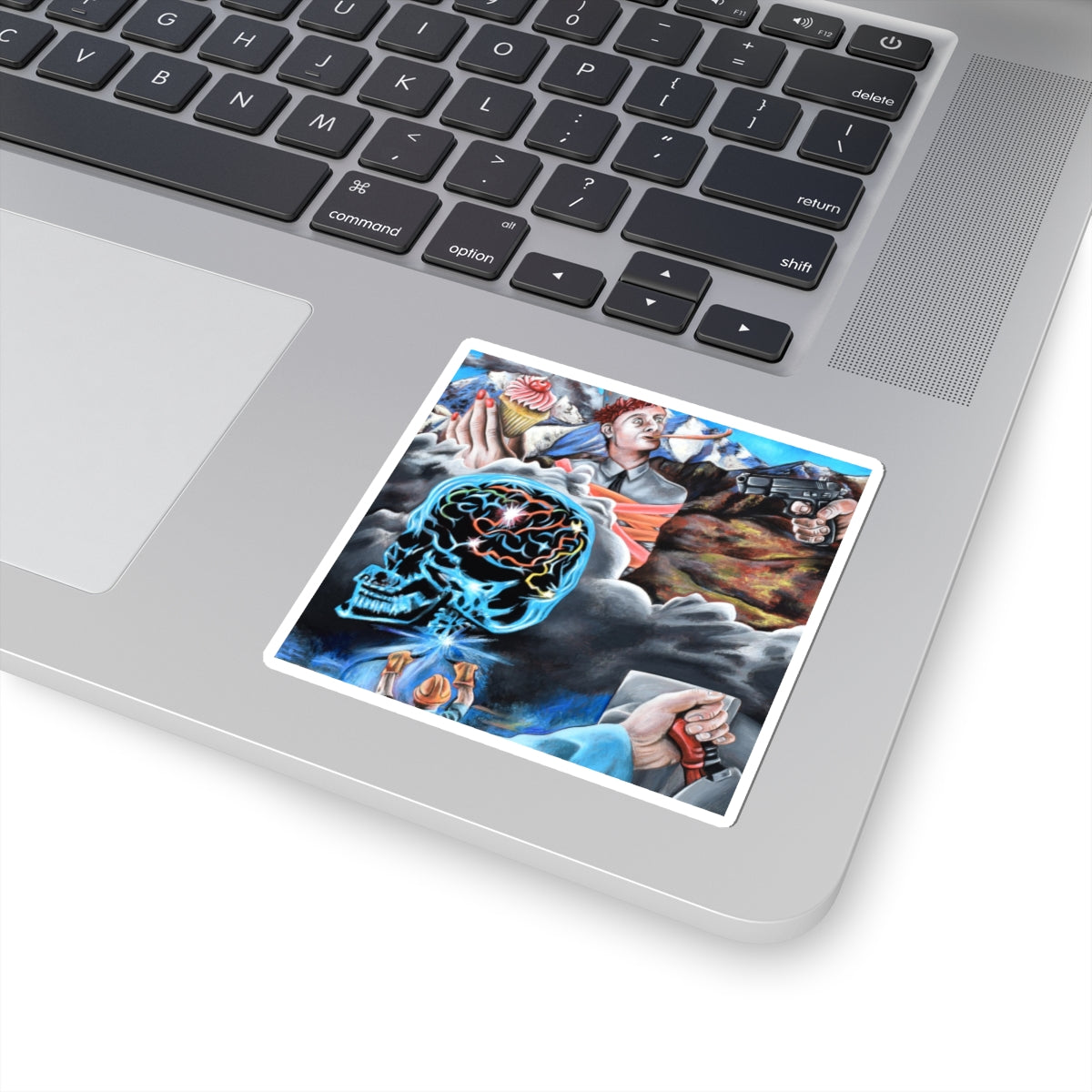 Unique Artistic Kiss-Cut Stickers - Brain Wave Design for Creative Minds