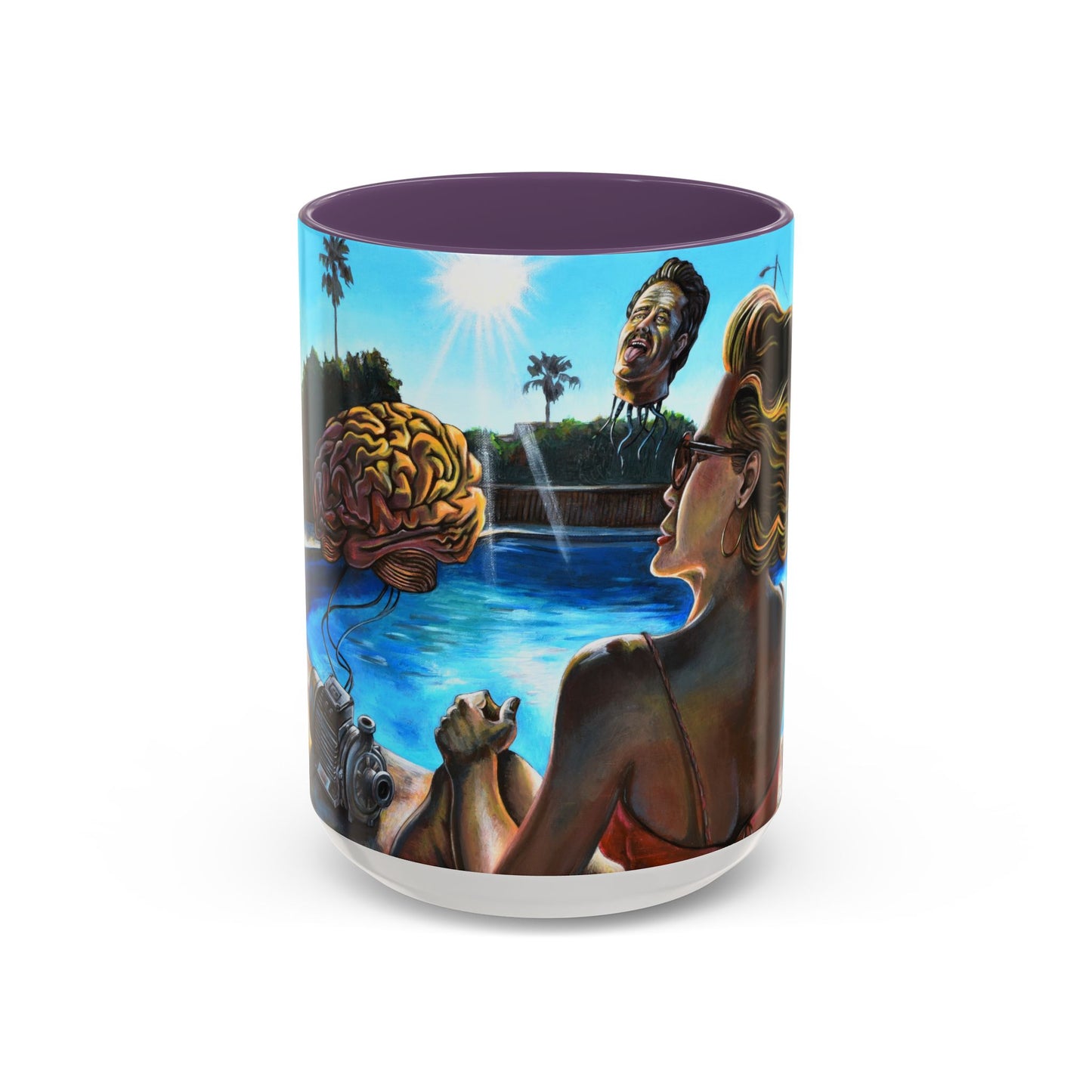 Surreal Poolside Art Coffee Mug — Color Accent 11/15oz