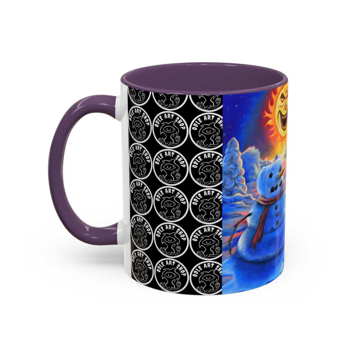 Vibrant Polar Art Coffee Mug | Fun Winter Beverage Cup, Holiday Gift, Unique Decor, Colorful Drinkware, Snowman Design