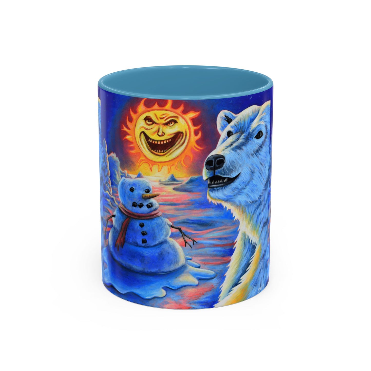 Vibrant Polar Art Coffee Mug | Fun Winter Beverage Cup, Holiday Gift, Unique Decor, Colorful Drinkware, Snowman Design