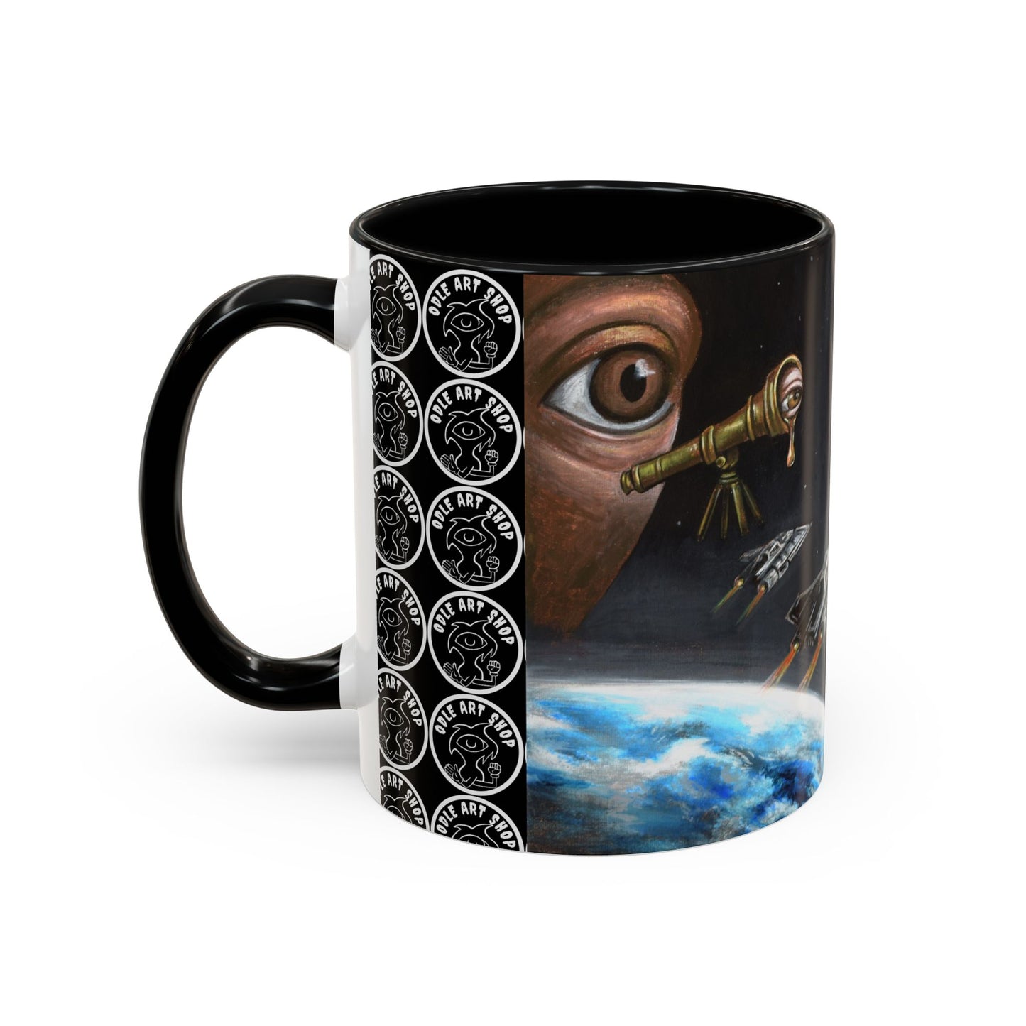 Space Adventure Coffee Mug - Retro Sci‑Fi Crew & Alien Monsters