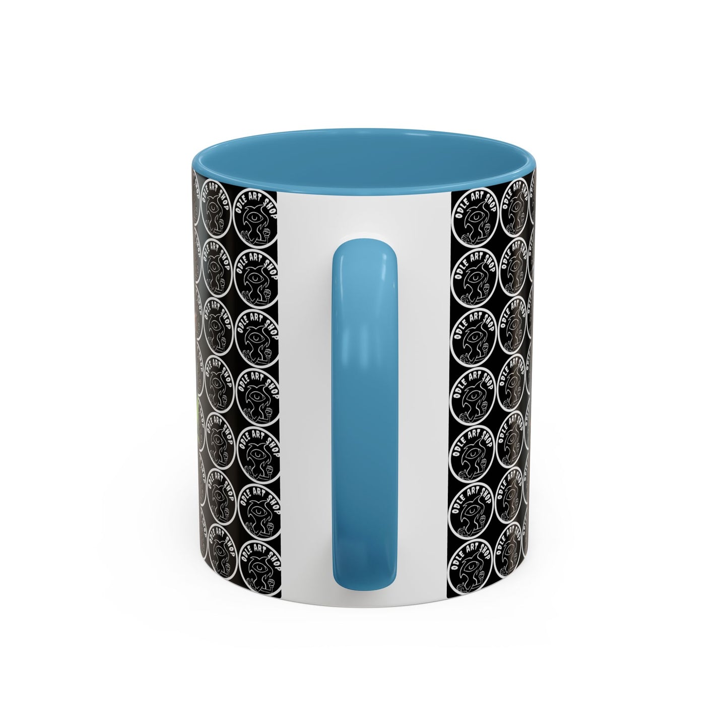 Smiley Mask Art Coffee Mug — Surreal Portrait Accent 11/15oz