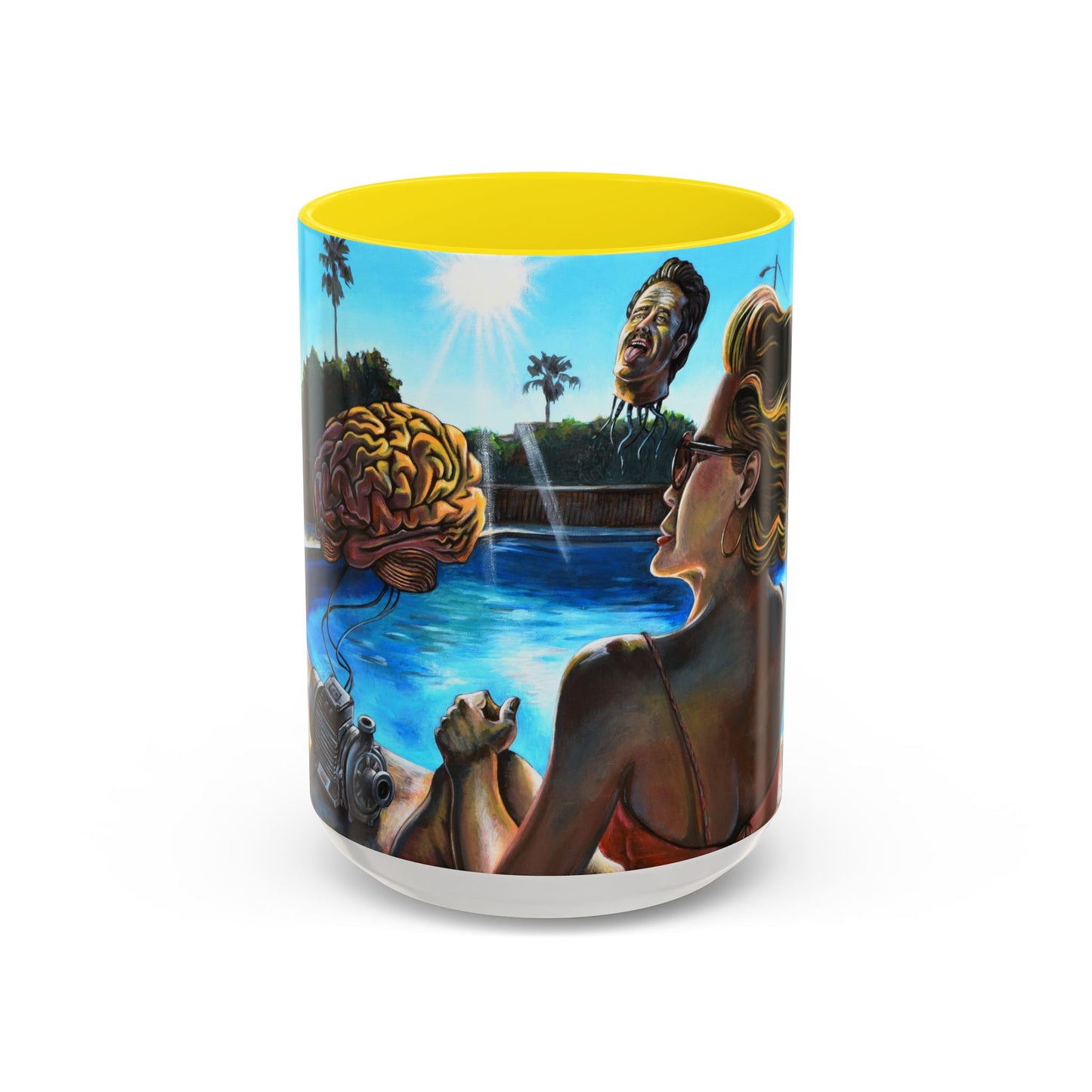 Surreal Poolside Art Coffee Mug — Color Accent 11/15oz