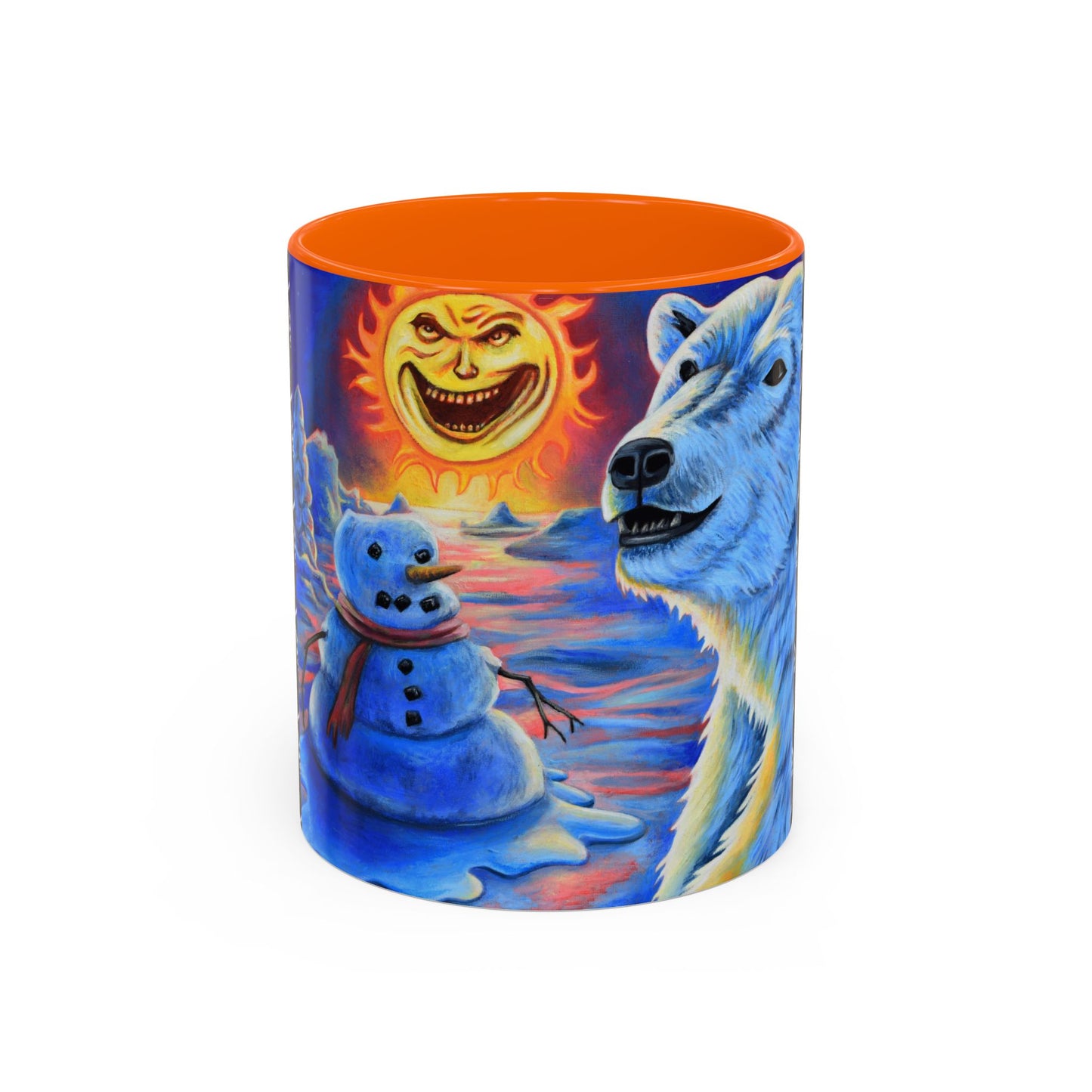 Vibrant Polar Art Coffee Mug | Fun Winter Beverage Cup, Holiday Gift, Unique Decor, Colorful Drinkware, Snowman Design