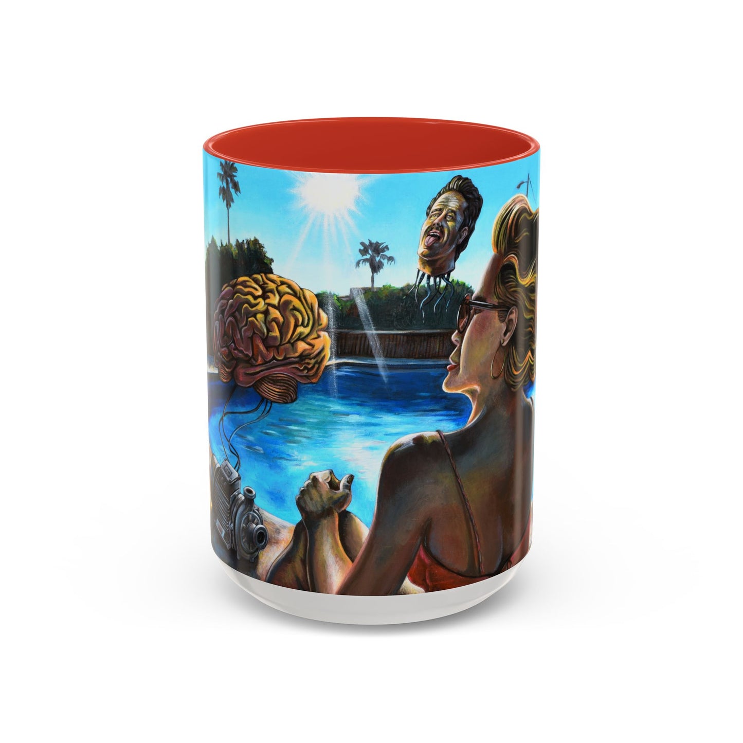 Surreal Poolside Art Coffee Mug — Color Accent 11/15oz