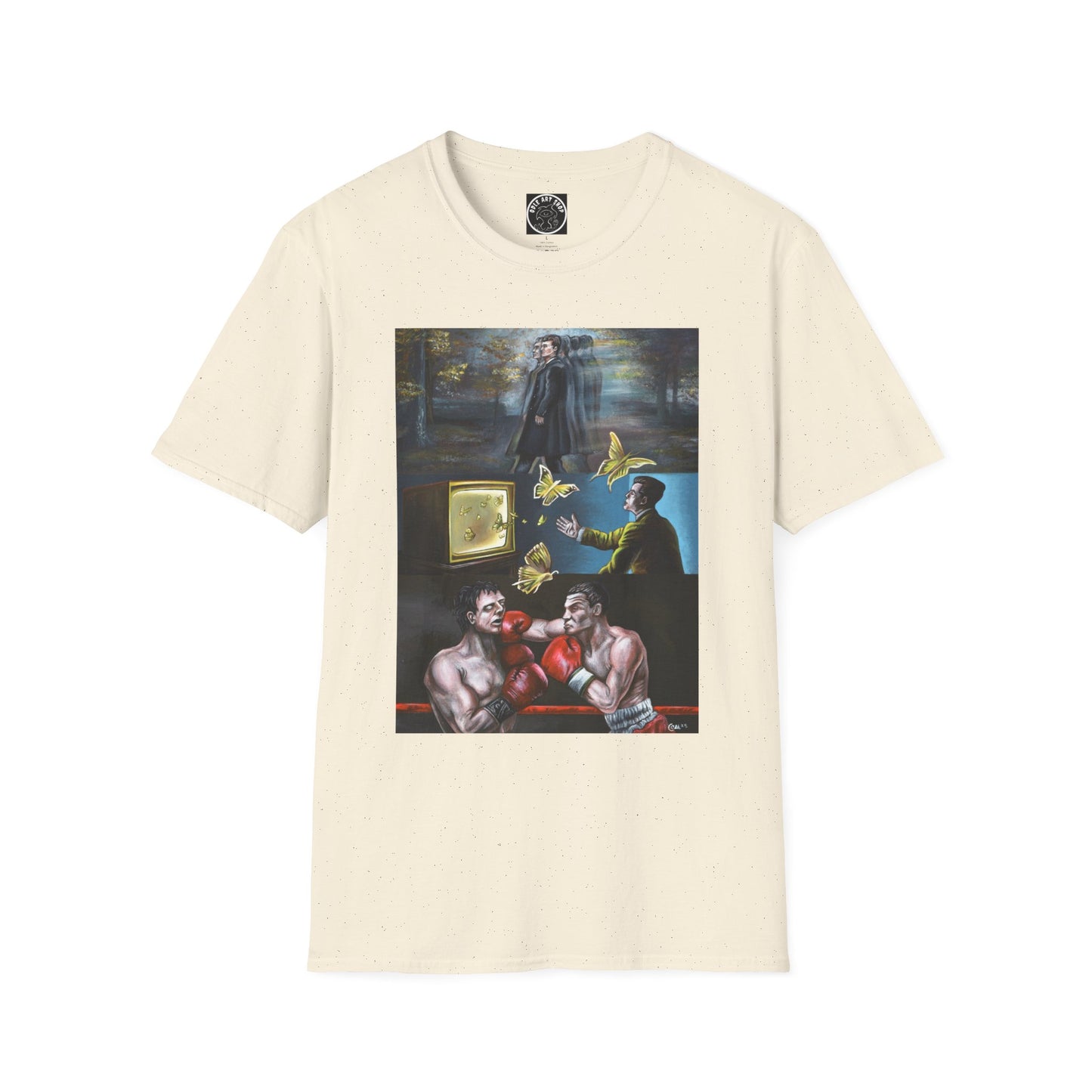 Surreal Boxing Scene T‑Shirt — Vintage Noir Collage Art Tee