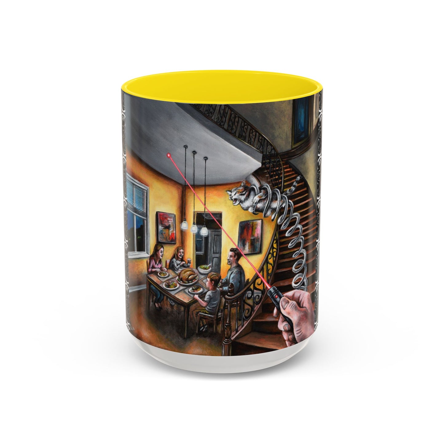 Surreal Dinner Party Accent Coffee Mug — Whimsical Art Coffee Cup (11/15oz)