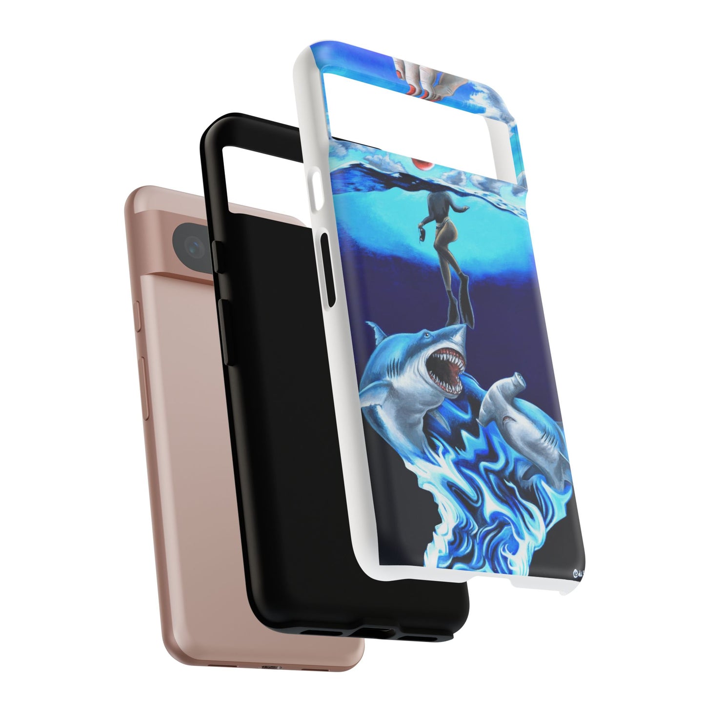 Shark Art Phone Case - Tough Cases, Unique Phone Accessories, Ocean-Inspired Gift, Underwater Art, Fun Phone Cover, Beach Lover Gift