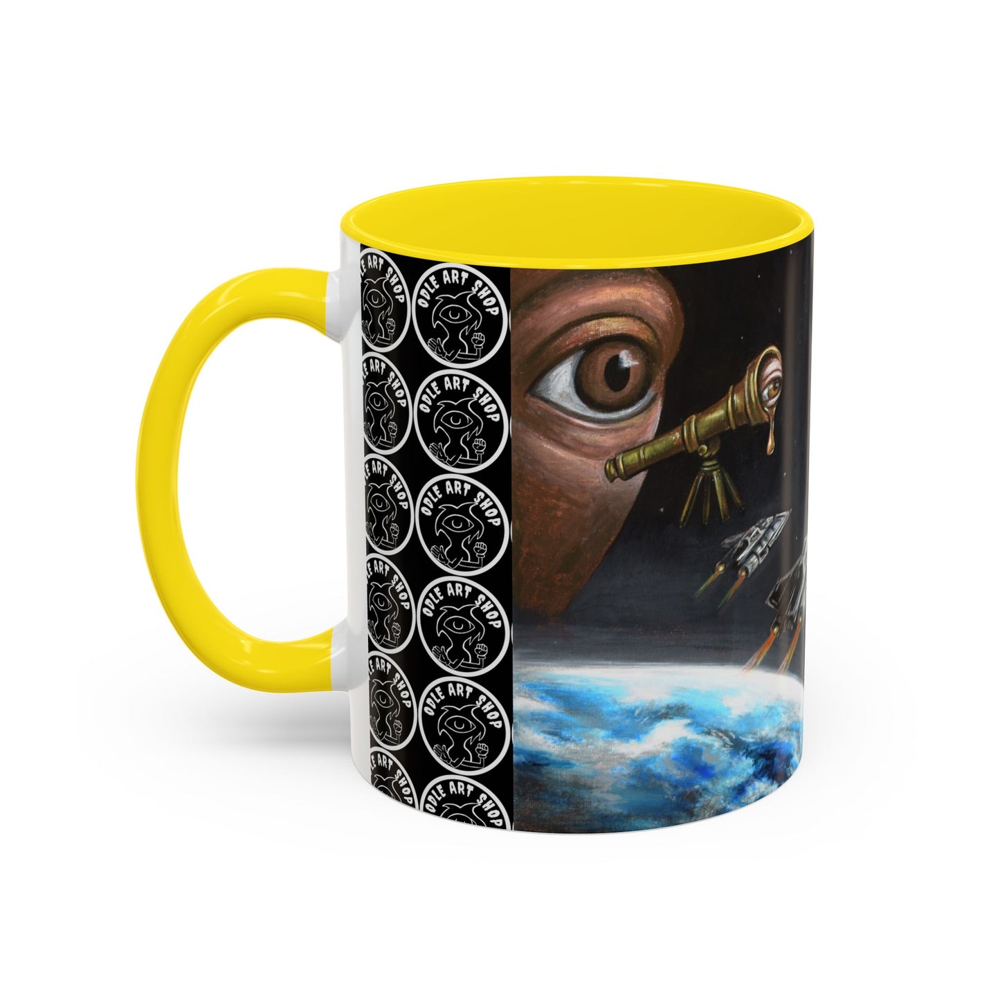 Space Adventure Coffee Mug - Retro Sci‑Fi Crew & Alien Monsters
