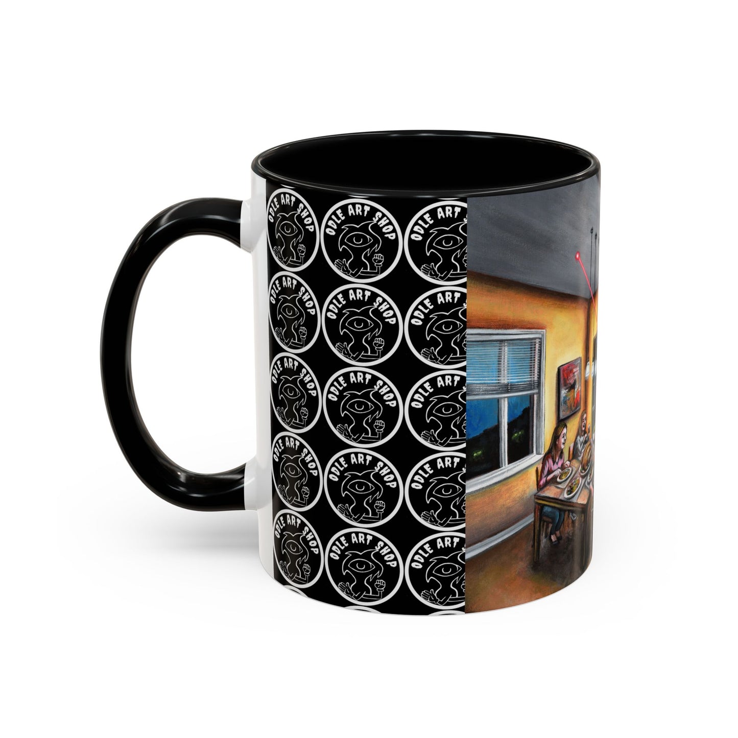 Surreal Dinner Party Accent Coffee Mug — Whimsical Art Coffee Cup (11/15oz)