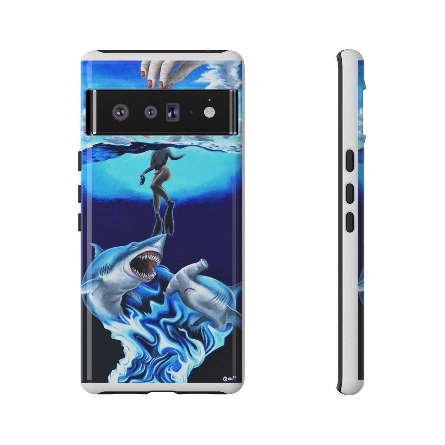 Shark Art Phone Case - Tough Cases, Unique Phone Accessories, Ocean-Inspired Gift, Underwater Art, Fun Phone Cover, Beach Lover Gift
