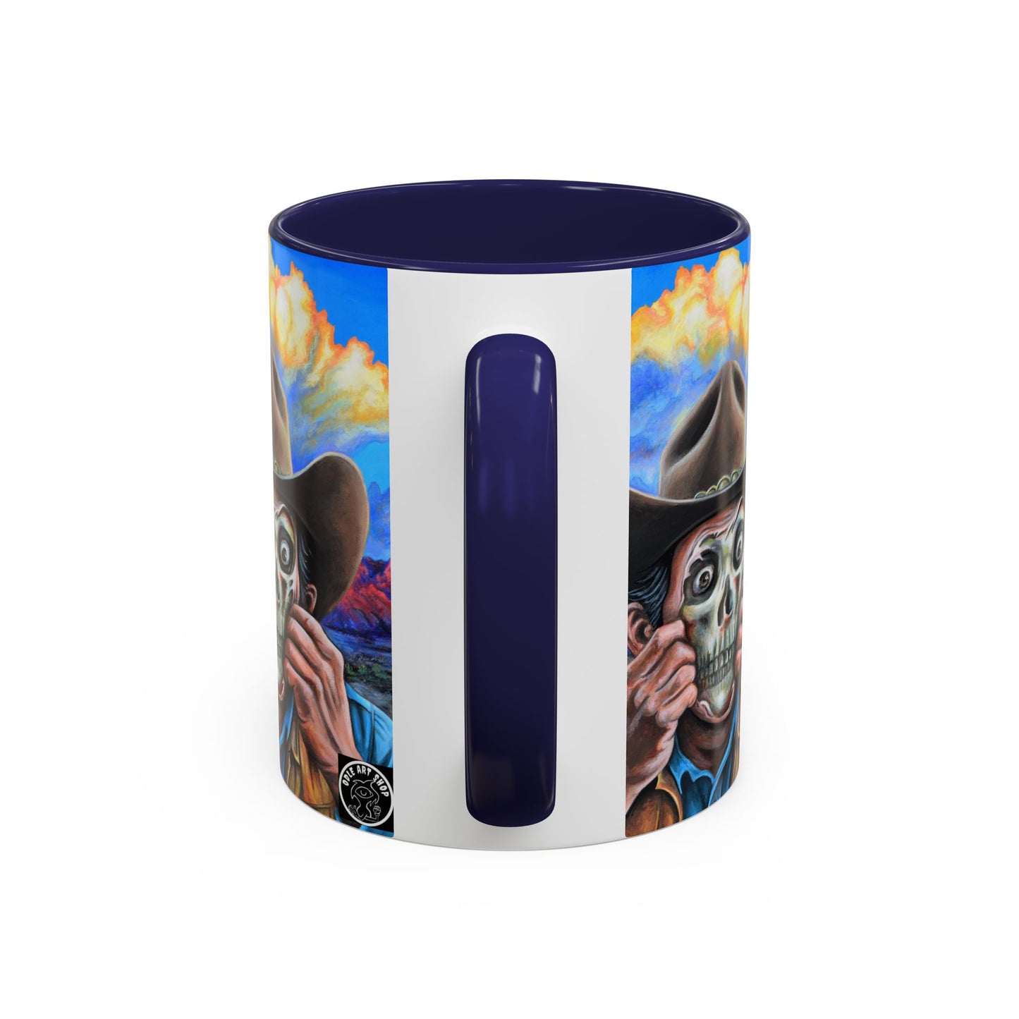 Day of the Dead Accent Coffee Mug, Colorful Skull Design Mug, Halloween Coffee Cup, Gift for Latinos, Unique Art Coffee Mug