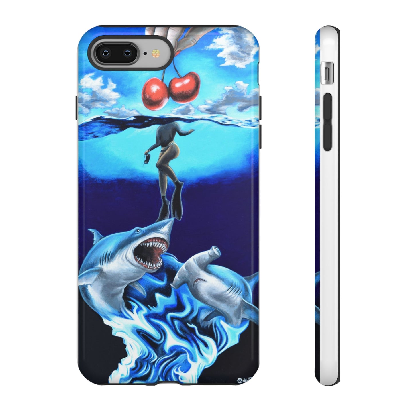 Shark Art Phone Case - Tough Cases, Unique Phone Accessories, Ocean-Inspired Gift, Underwater Art, Fun Phone Cover, Beach Lover Gift