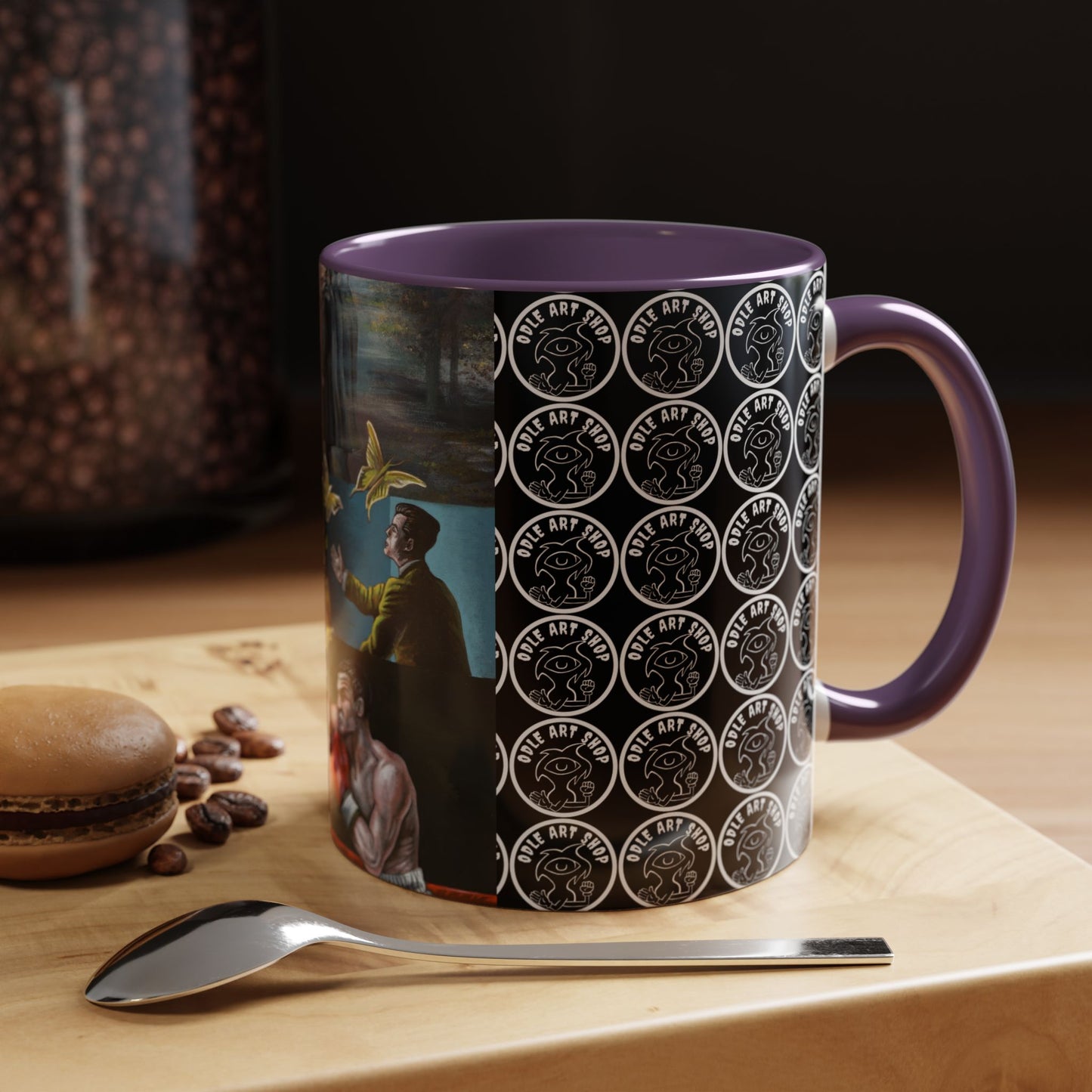 Literary Classics Collage Accent Coffee Mug — Boxing, Butterflies & Dark Forest Art (11/15oz)