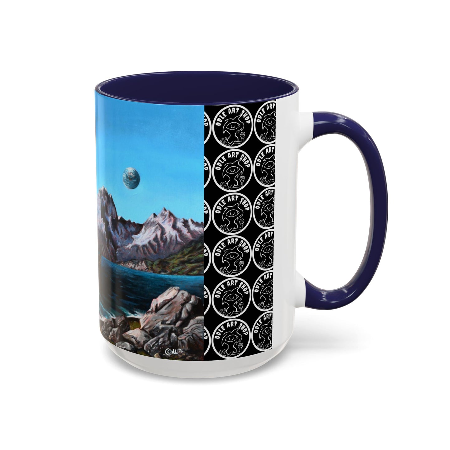 Surreal Sea Monster Accent Coffee Mug — Eyeball Wave Art (11/15oz)