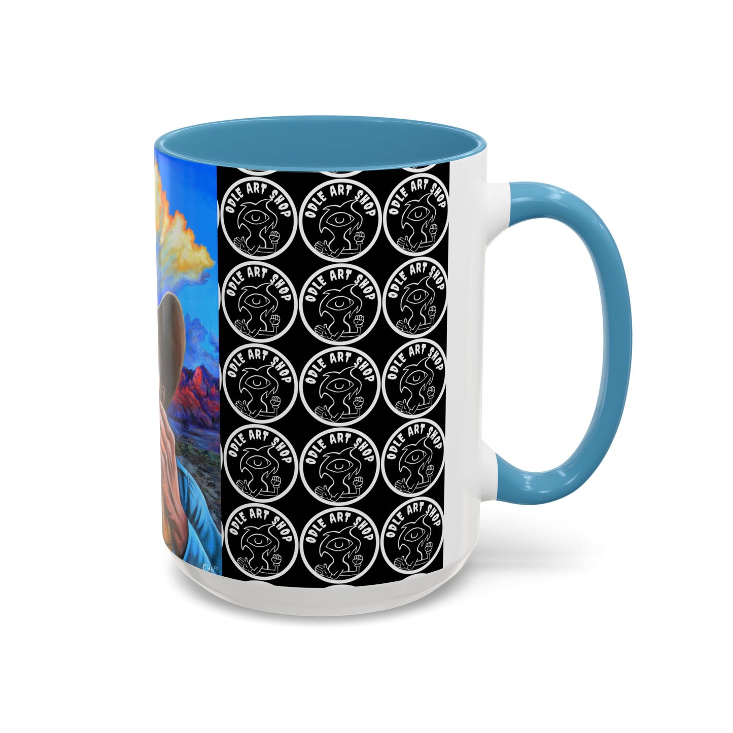 Day of the Dead Accent Coffee Mug, Colorful Skull Design Mug, Halloween Coffee Cup, Unique Art Coffee Mug