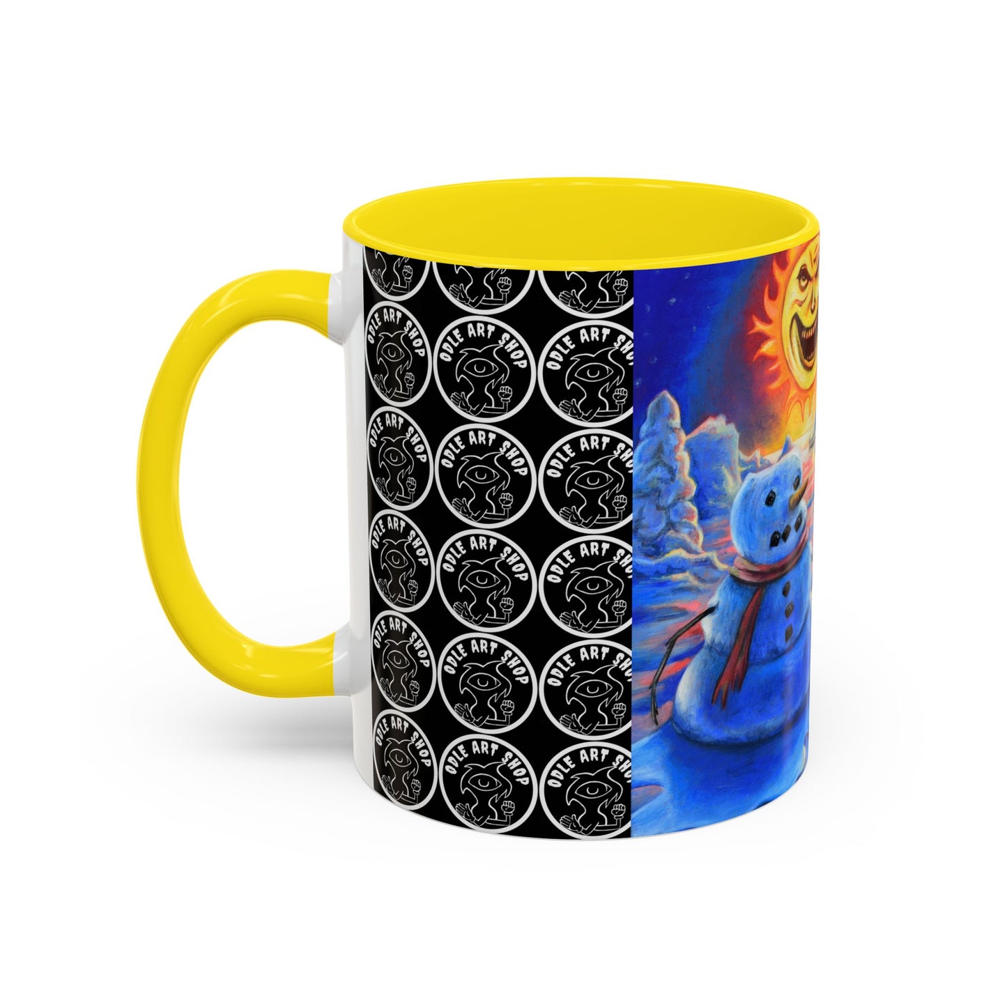 Vibrant Polar Art Coffee Mug | Fun Winter Beverage Cup, Holiday Gift, Unique Decor, Colorful Drinkware, Snowman Design