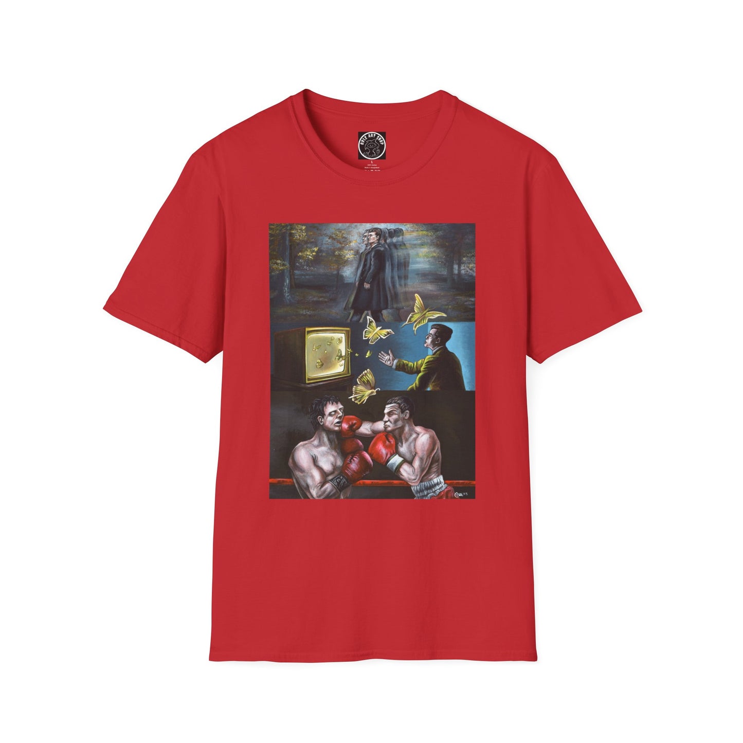 Surreal Boxing Scene T‑Shirt — Vintage Noir Collage Art Tee