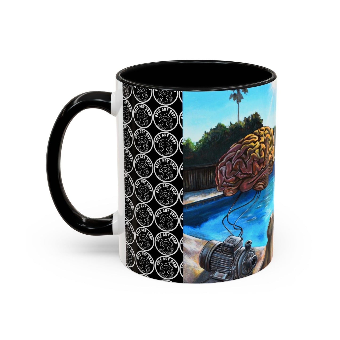 Surreal Poolside Art Coffee Mug — Color Accent 11/15oz