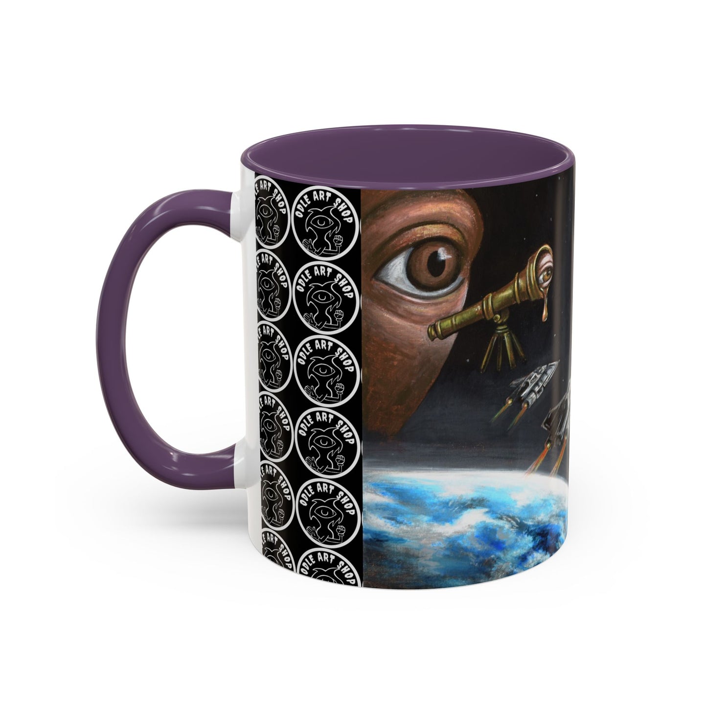 Space Adventure Coffee Mug - Retro Sci‑Fi Crew & Alien Monsters