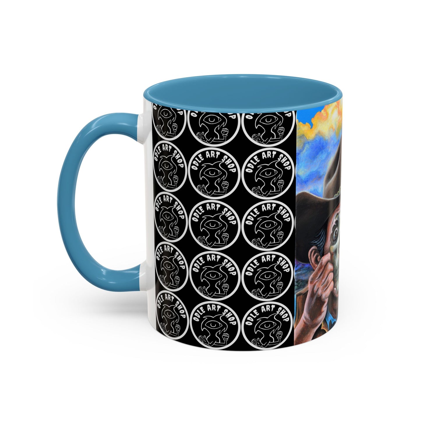 Day of the Dead Accent Coffee Mug, Colorful Skull Design Mug, Halloween Coffee Cup, Unique Art Coffee Mug