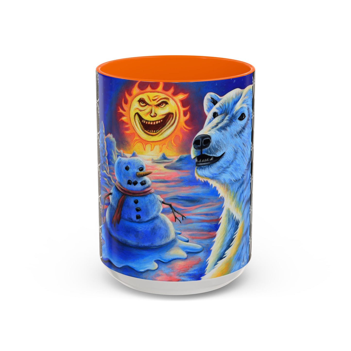 Vibrant Polar Art Coffee Mug | Fun Winter Beverage Cup, Holiday Gift, Unique Decor, Colorful Drinkware, Snowman Design