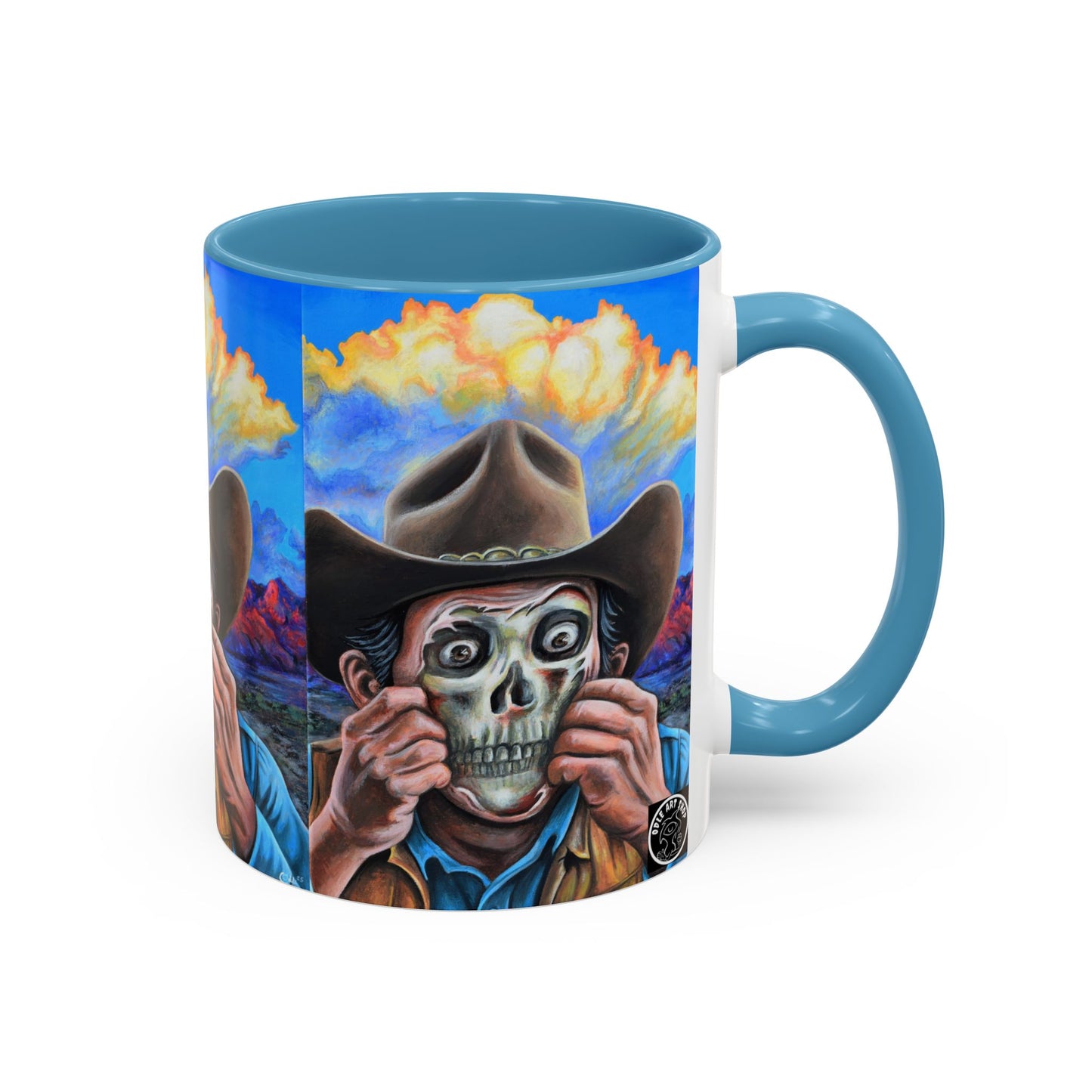 Day of the Dead Accent Coffee Mug, Colorful Skull Design Mug, Halloween Coffee Cup, Gift for Latinos, Unique Art Coffee Mug