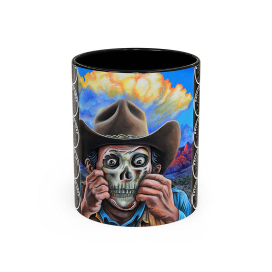 Day of the Dead Accent Coffee Mug, Colorful Skull Design Mug, Halloween Coffee Cup, Unique Art Coffee Mug