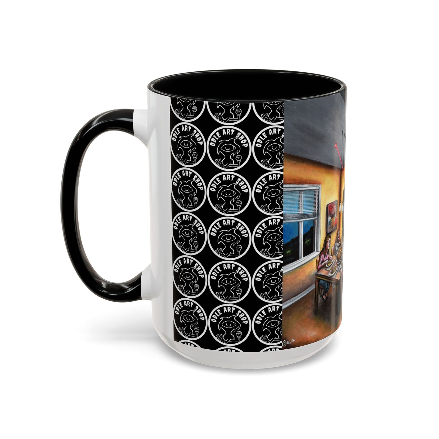 Surreal Dinner Party Accent Coffee Mug — Whimsical Art Coffee Cup (11/15oz)