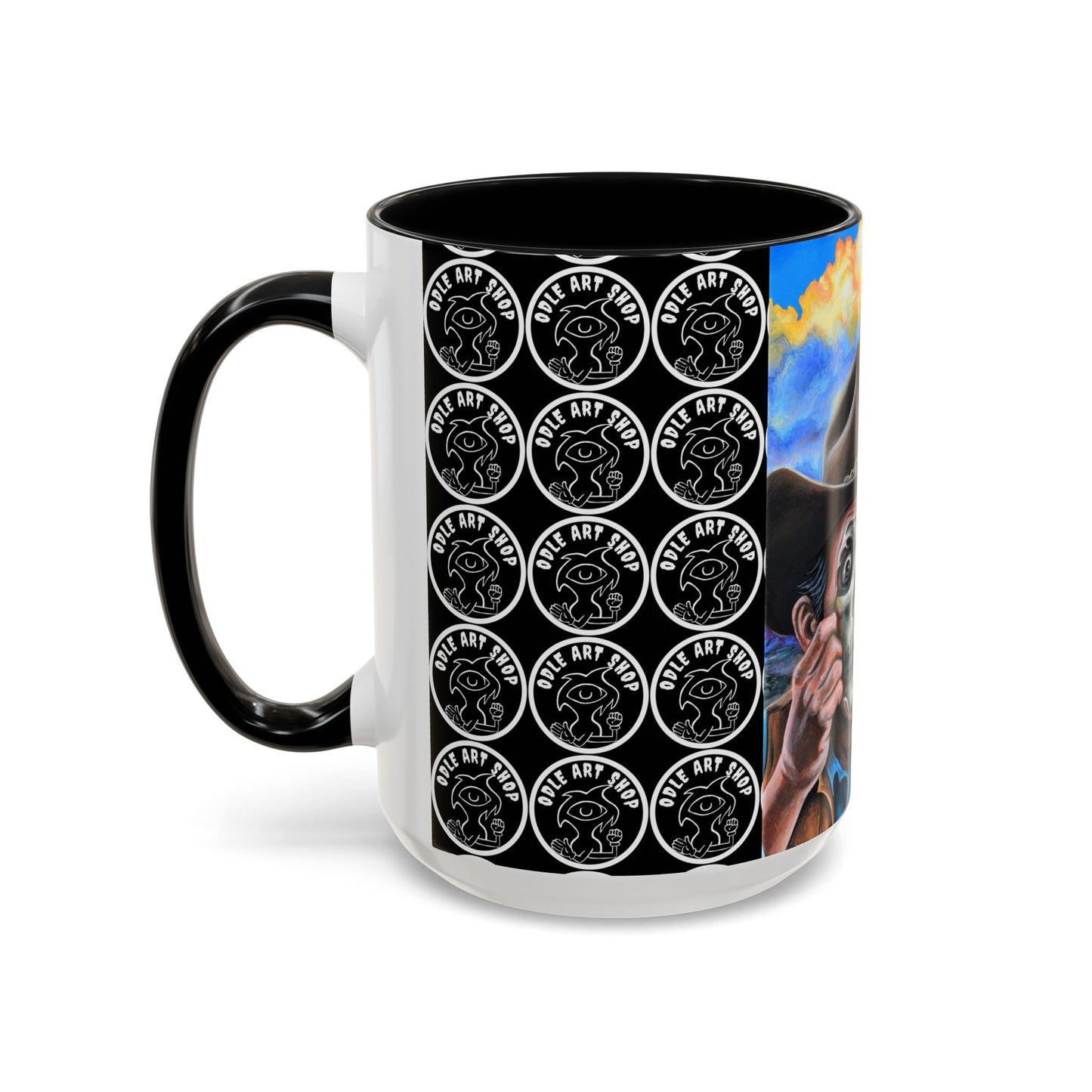 Day of the Dead Accent Coffee Mug, Colorful Skull Design Mug, Halloween Coffee Cup, Unique Art Coffee Mug
