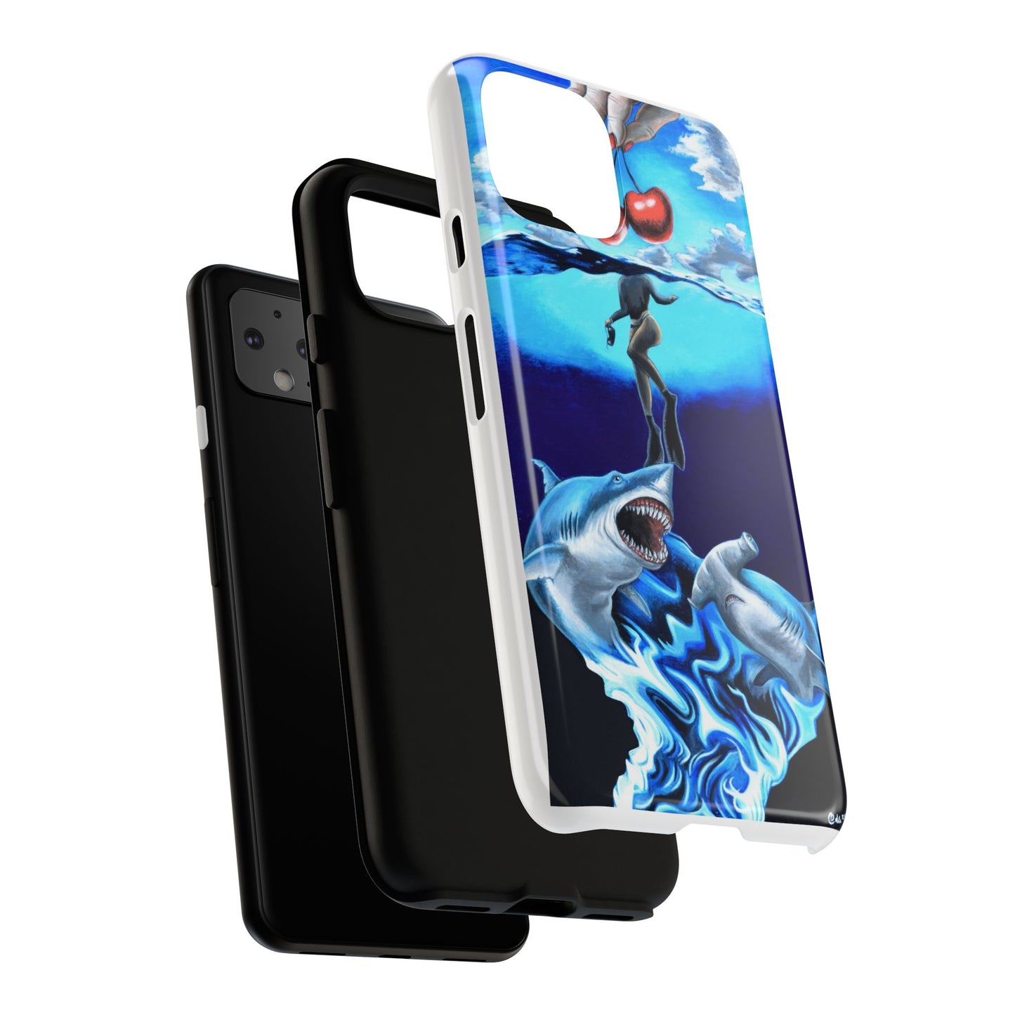 Shark Art Phone Case - Tough Cases, Unique Phone Accessories, Ocean-Inspired Gift, Underwater Art, Fun Phone Cover, Beach Lover Gift