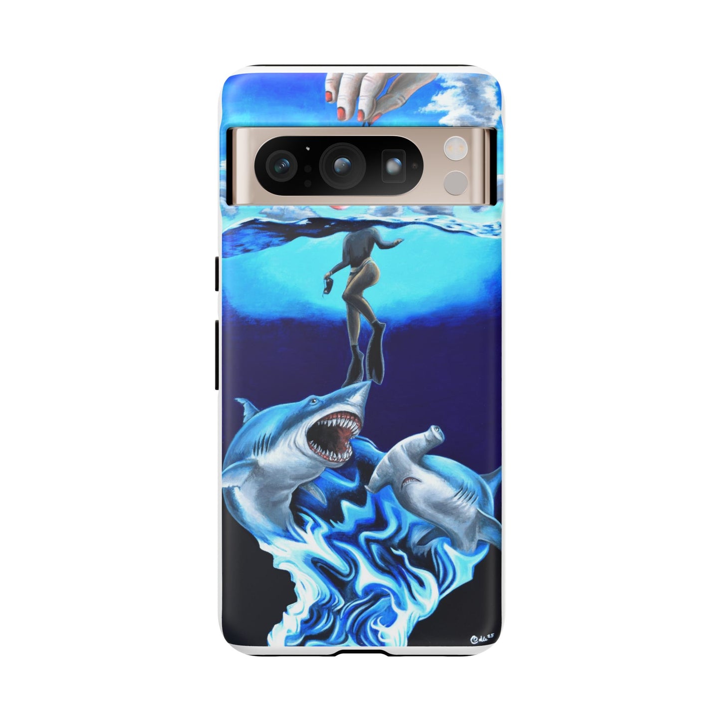 Shark Art Phone Case - Tough Cases, Unique Phone Accessories, Ocean-Inspired Gift, Underwater Art, Fun Phone Cover, Beach Lover Gift