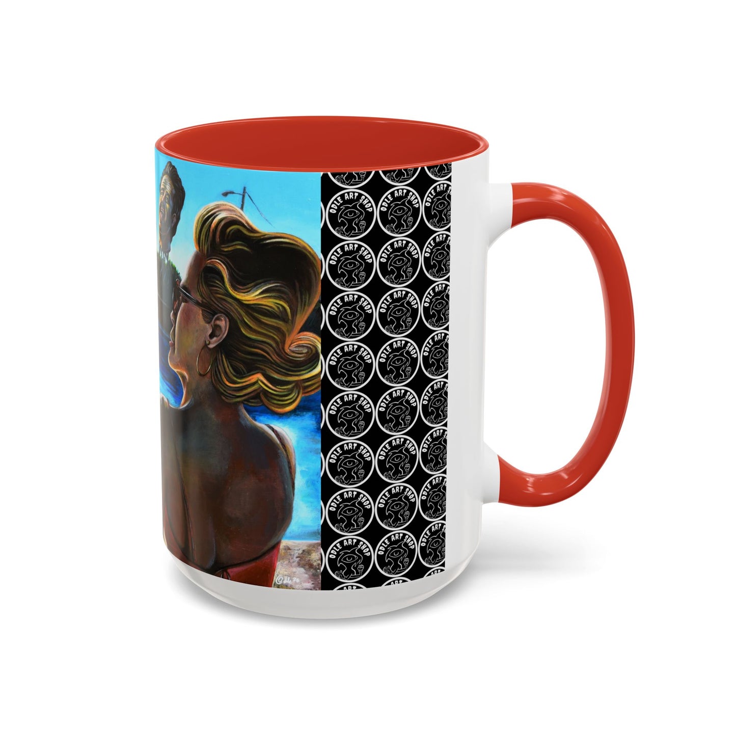 Surreal Poolside Art Coffee Mug — Color Accent 11/15oz