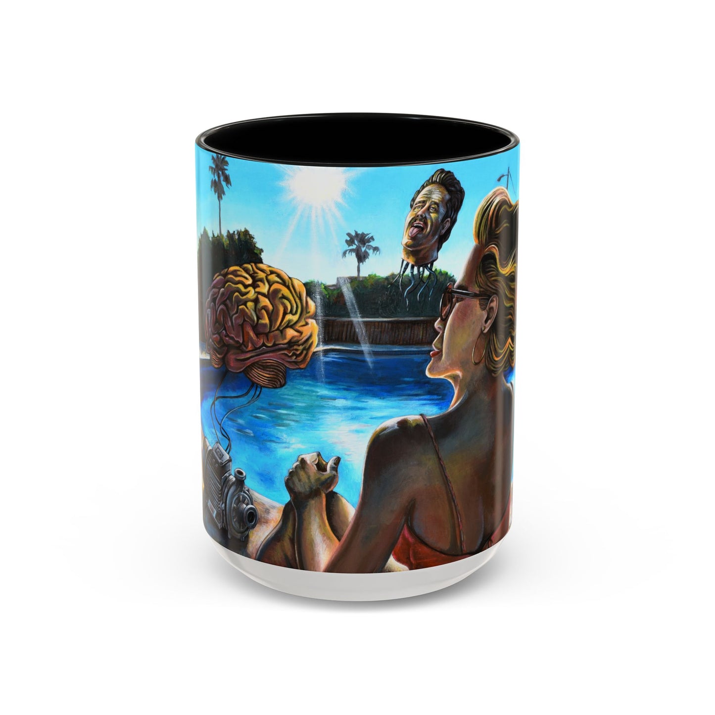Surreal Poolside Art Coffee Mug — Color Accent 11/15oz