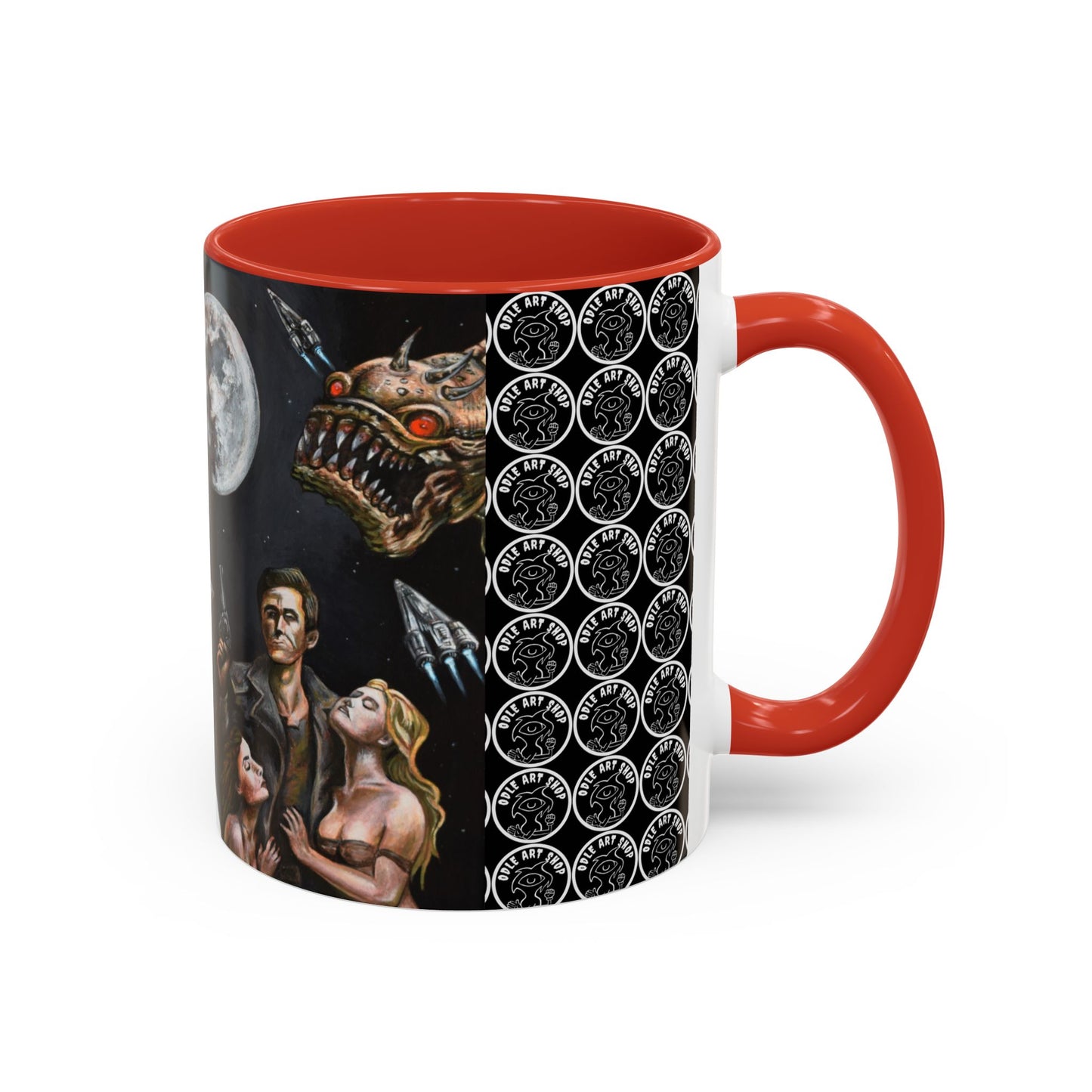 Space Adventure Coffee Mug - Retro Sci‑Fi Crew & Alien Monsters