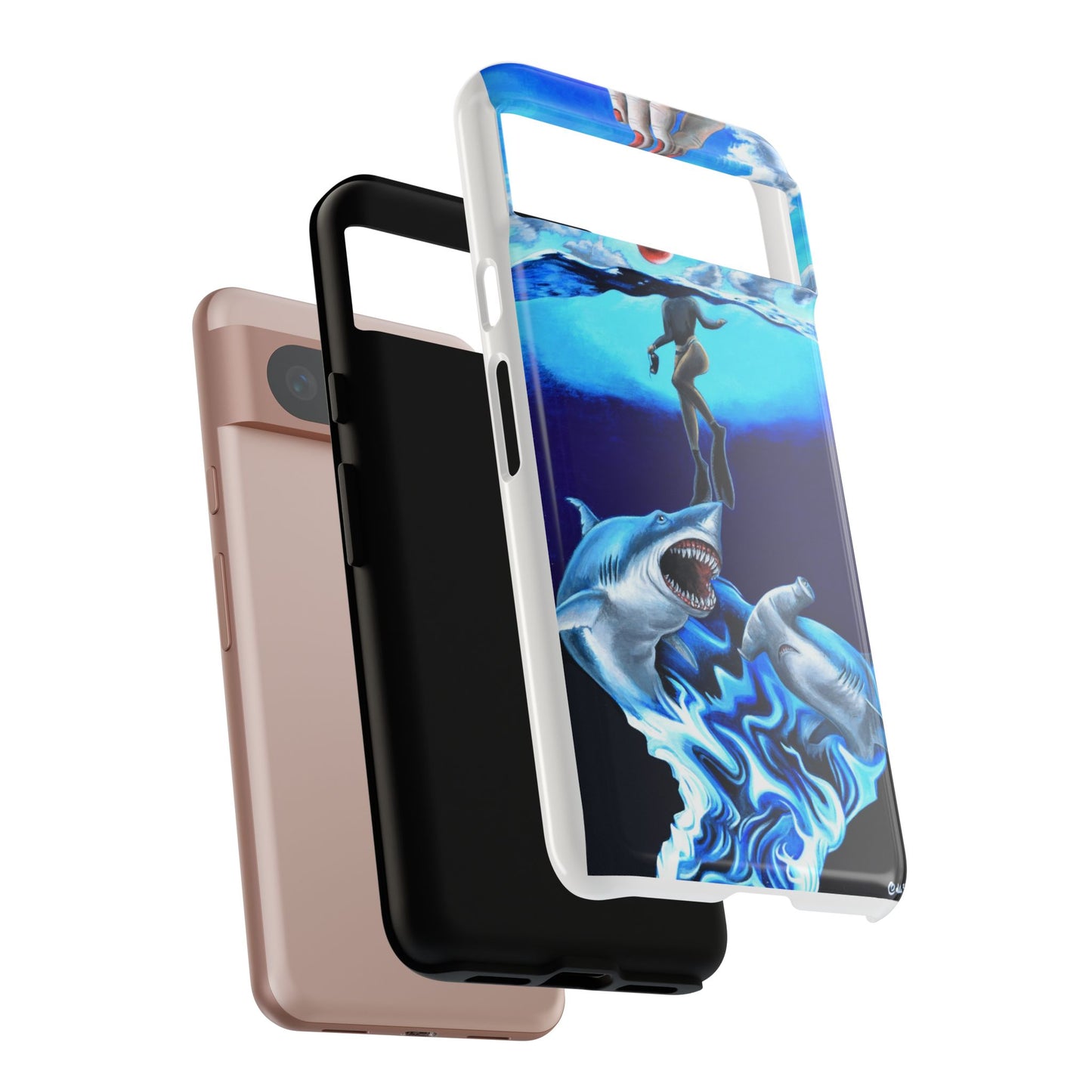 Shark Art Phone Case - Tough Cases, Unique Phone Accessories, Ocean-Inspired Gift, Underwater Art, Fun Phone Cover, Beach Lover Gift