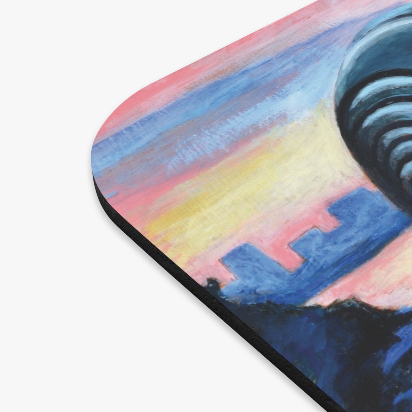 Retro Sci-Fi Mouse Pad - Colorful Urban Landscape Design