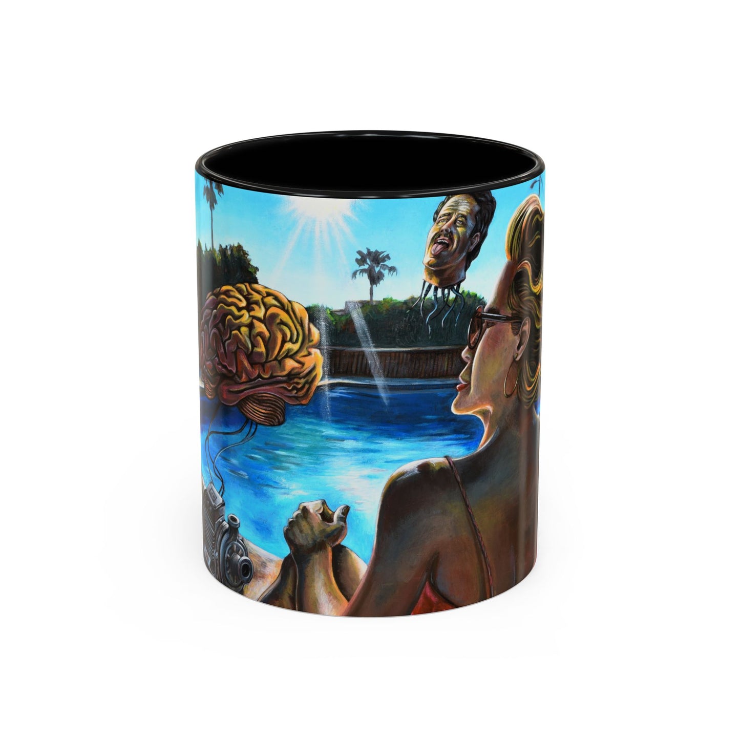 Surreal Poolside Art Coffee Mug — Color Accent 11/15oz